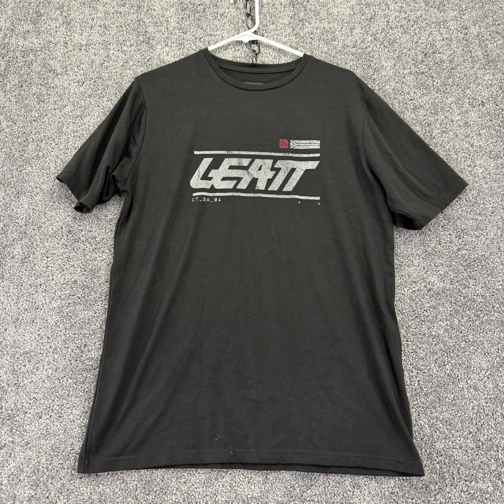 Leatt Shirt Mens Medium Black Short Sleeve Logo Graphic Tee Motocross Racing